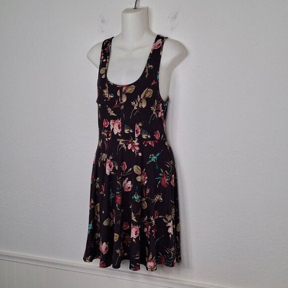Free People Floral Skater Dress Sz S Mini Birds Whimsigoth Fairy Bohemian VTG - Picture 2 of 16